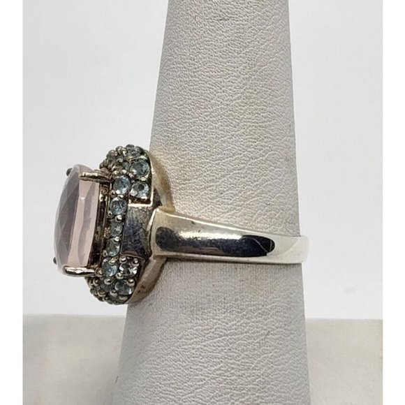 925 STERLING SILVER QUARTZ & ZIRCON RING SIZE 8 - Picture 3 of 5